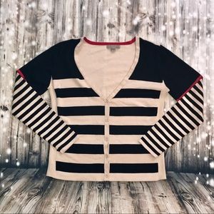 Black and Tan stripe cardigan size Medium